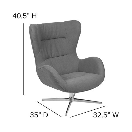 Flash Furniture Gray Fabric 32.5 W 40.5 H, Alloy, Aluminum, Fabric, Foam, Polyester Seat ZB-WING-GR-FAB-GG